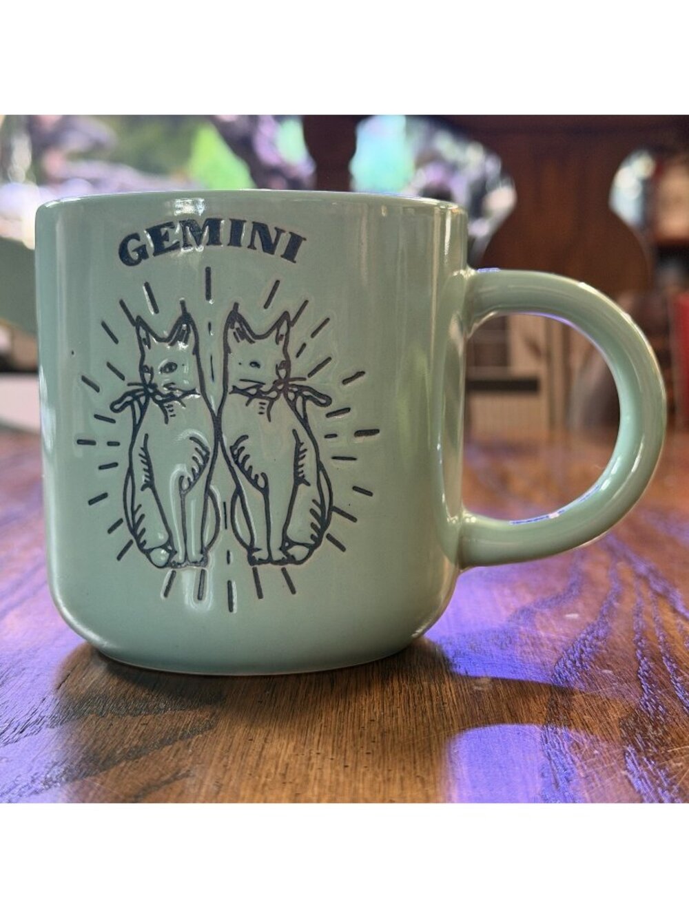 Wild Sage Gemini Zodiac Mug Teal 14oz Ceramic Horoscope Coffee Cup FLAW